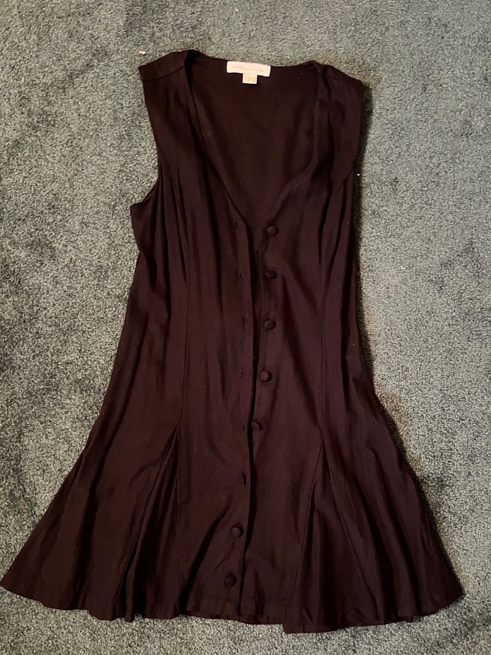 Monteau Black Sleeveless Button-Front Mini Dress